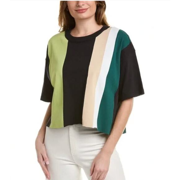 Free People Movement Shirt Womens Medium Neon Inspire Tee Colorblock Boxy Crop - Picture 1 of 11